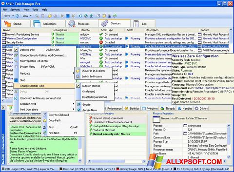 スクリーンショット AnVir Task Manager Windows XP版