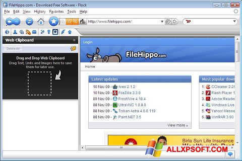 スクリーンショット Flock Windows XP版