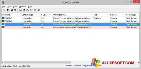 スクリーンショット VideoCacheView Windows XP版