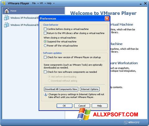スクリーンショット VMware Player Windows XP版