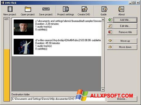 スクリーンショット DVD Flick Windows XP版