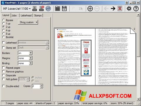 スクリーンショット FinePrint Windows XP版