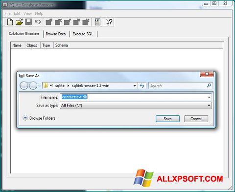 スクリーンショット SQLite Database Browser Windows XP版