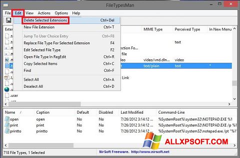 スクリーンショット Unassociate File Types Windows XP版