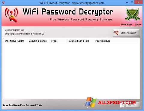 スクリーンショット WiFi Password Decryptor Windows XP版