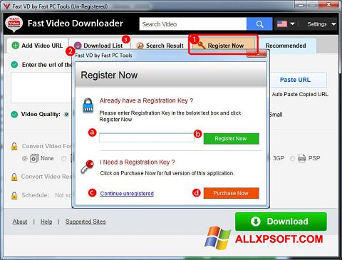 スクリーンショット Fast Video Downloader Windows XP版