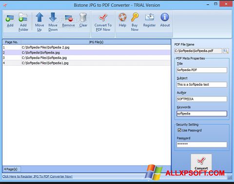 スクリーンショット Image To PDF Converter Windows XP版
