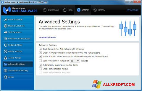 スクリーンショット Malwarebytes Anti-Malware Windows XP版