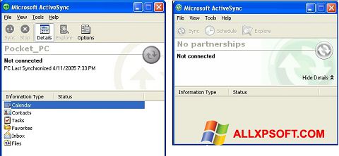 スクリーンショット Microsoft ActiveSync Windows XP版