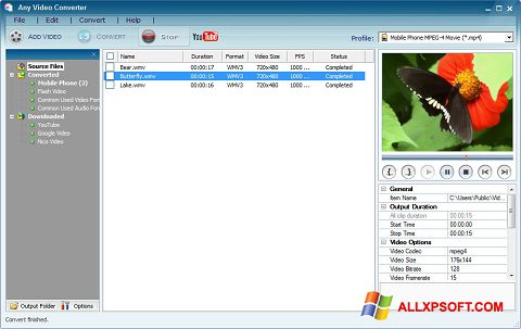 スクリーンショット Any Video Converter Windows XP版