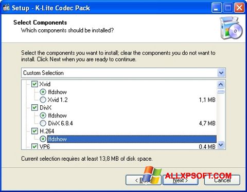 スクリーンショット K-Lite Codec Pack Windows XP版