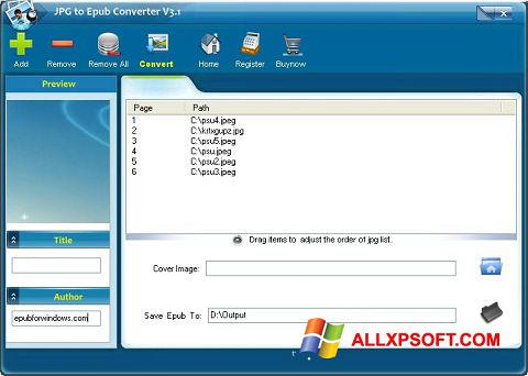 スクリーンショット Epub Reader Windows XP版