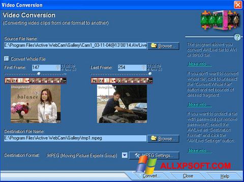 スクリーンショット Active WebCam Windows XP版