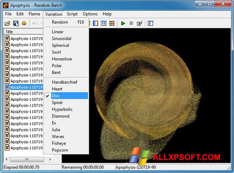 スクリーンショット Apophysis Windows XP版