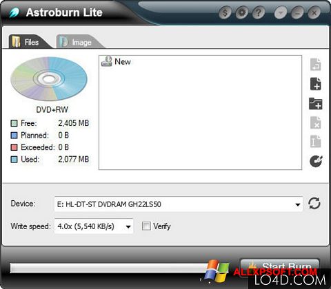 スクリーンショット Astroburn Lite Windows XP版