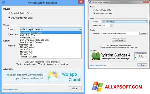 スクリーンショット Rylstim Screen Recorder Windows XP版