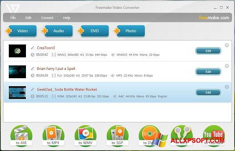 スクリーンショット Freemake Video Converter Windows XP版