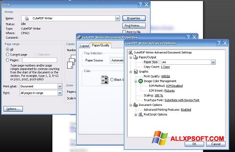 スクリーンショット CutePDF Writer Windows XP版