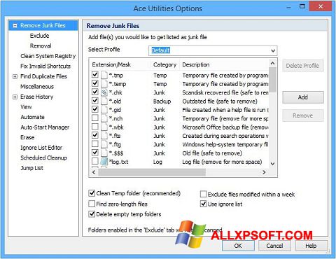 スクリーンショット Ace Utilities Windows XP版