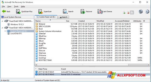スクリーンショット Active File Recovery Windows XP版