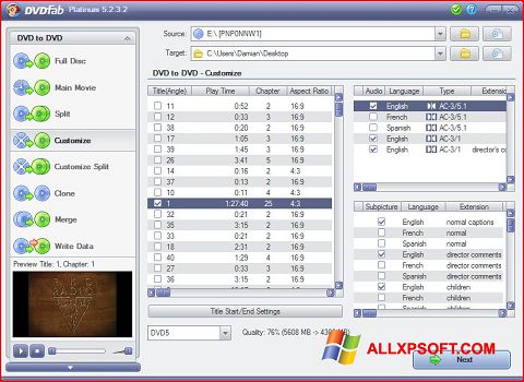 スクリーンショット DVDFab Windows XP版