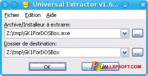 スクリーンショット Universal Extractor Windows XP版