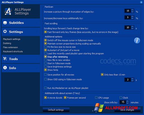 スクリーンショット ALLPlayer Windows XP版