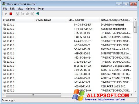 スクリーンショット Wireless Network Watcher Windows XP版