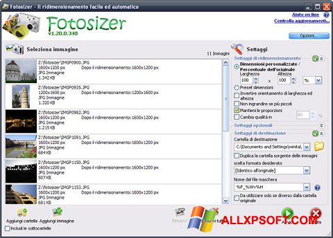 スクリーンショット Fotosizer Windows XP版