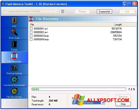 スクリーンショット Flash Memory Toolkit Windows XP版