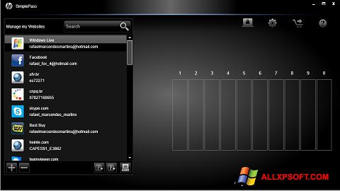 スクリーンショット HP SimplePass Windows XP版