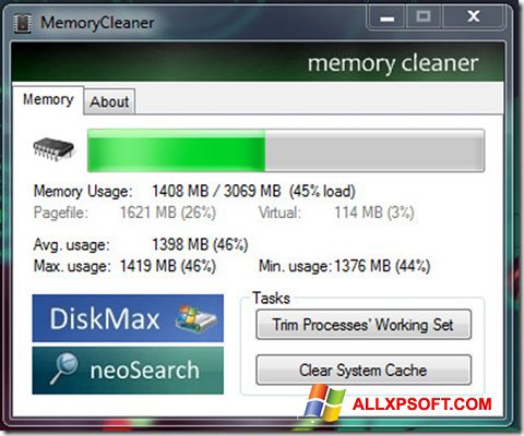 スクリーンショット Memory Cleaner Windows XP版