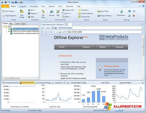 スクリーンショット Offline Explorer Windows XP版