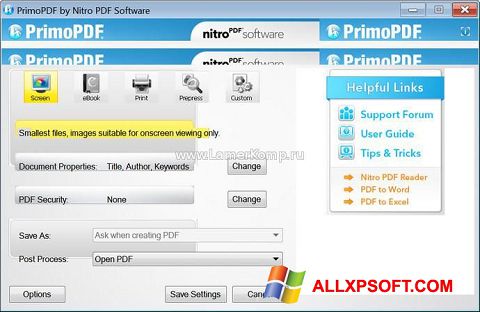スクリーンショット PrimoPDF Windows XP版