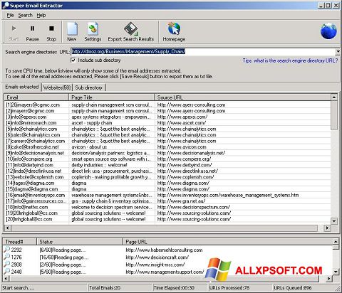 スクリーンショット eMail Extractor Windows XP版