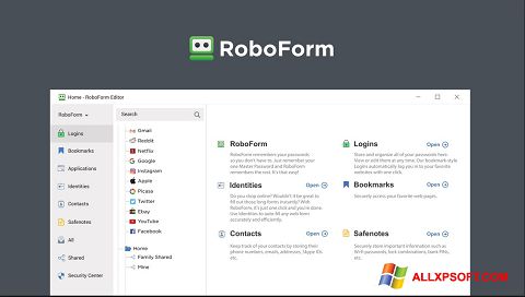 スクリーンショット RoboForm Windows XP版