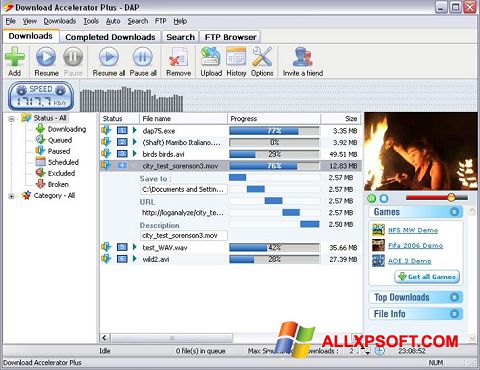 スクリーンショット Download Accelerator Plus Windows XP版