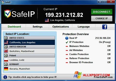 スクリーンショット SafeIP Windows XP版