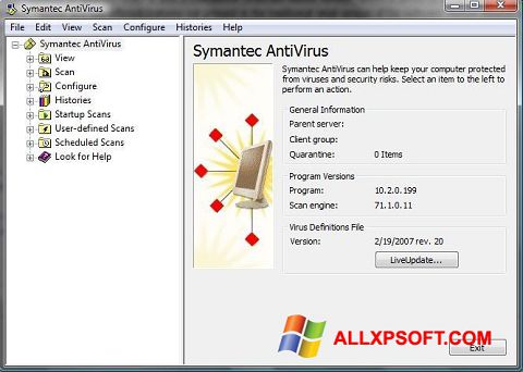 スクリーンショット Symantec Antivirus Windows XP版