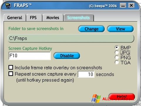 スクリーンショット Fraps Windows XP版