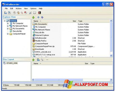 スクリーンショット InfraRecorder Windows XP版