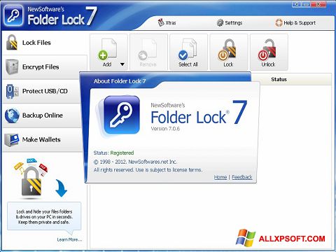 スクリーンショット Folder Lock Windows XP版