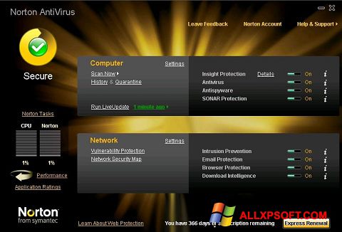 スクリーンショット Norton AntiVirus Windows XP版