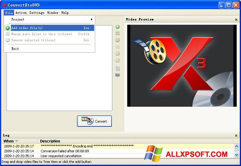 スクリーンショット ConvertXToDVD Windows XP版