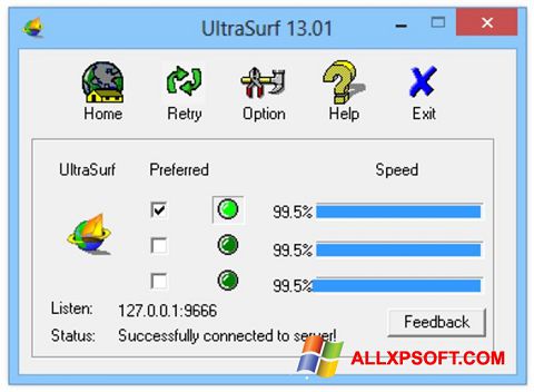 スクリーンショット UltraSurf Windows XP版