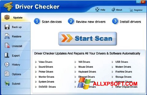 スクリーンショット Driver Checker Windows XP版