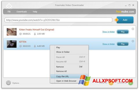 スクリーンショット Freemake Video Downloader Windows XP版