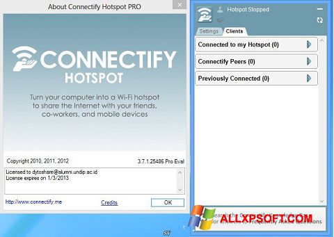 スクリーンショット Connectify Pro Windows XP版