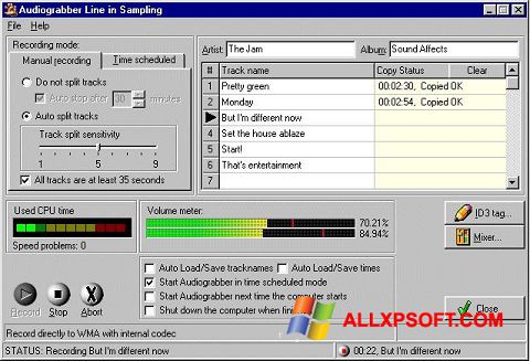 スクリーンショット Audiograbber Windows XP版