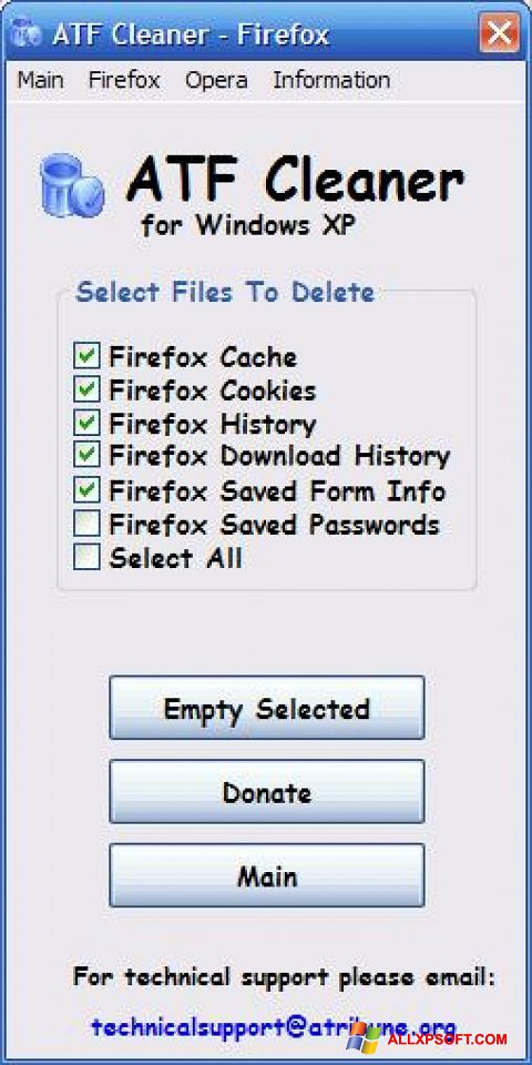 スクリーンショット ATF Cleaner Windows XP版